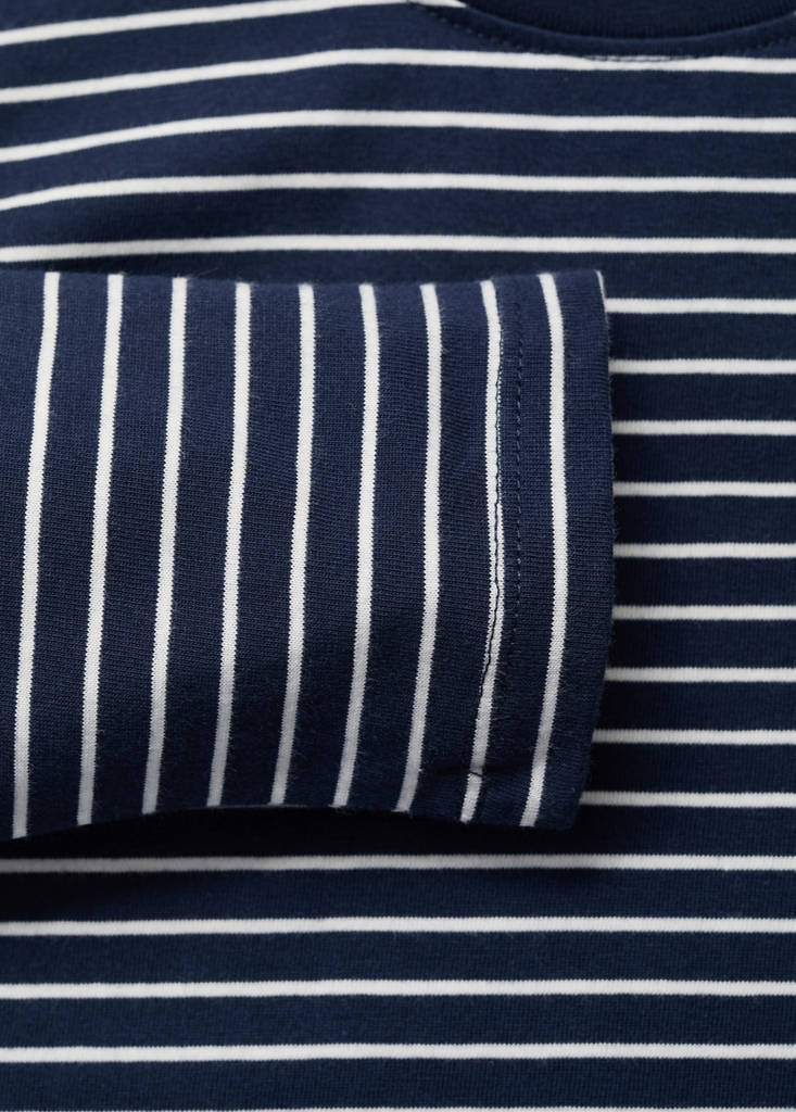 Striped cotton T-shirt — Navy
