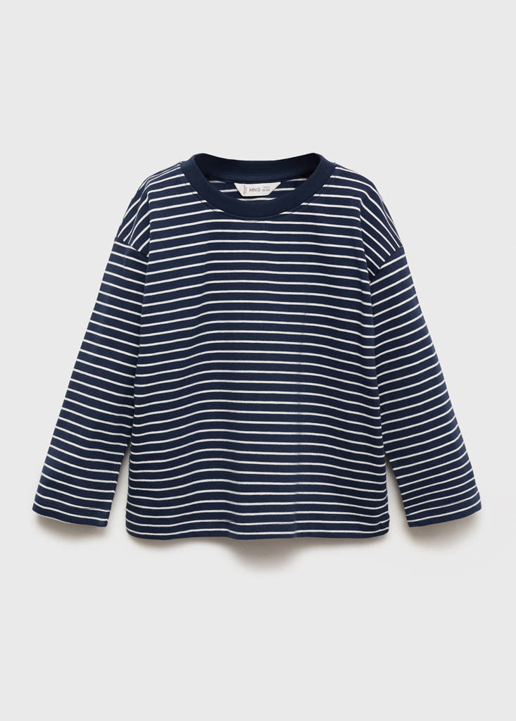 Striped cotton T-shirt — Navy