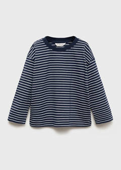 Striped cotton T-shirt — Navy 2