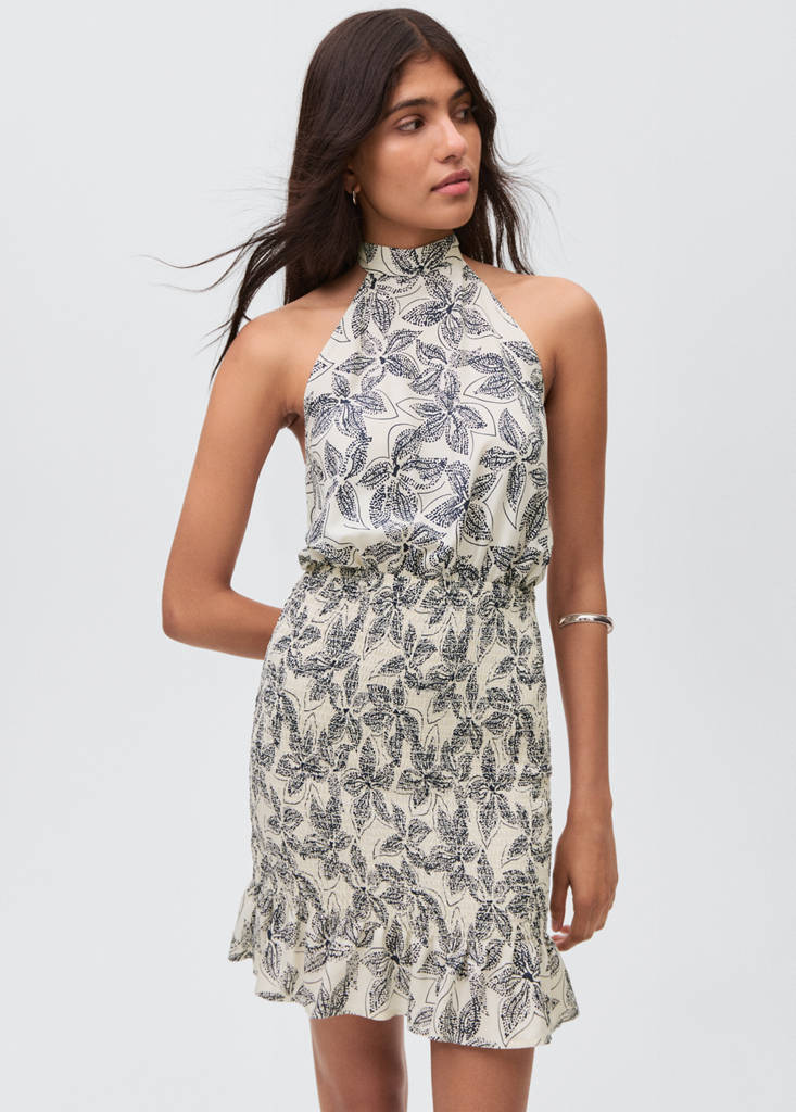 Floral-print halter dress — Off White