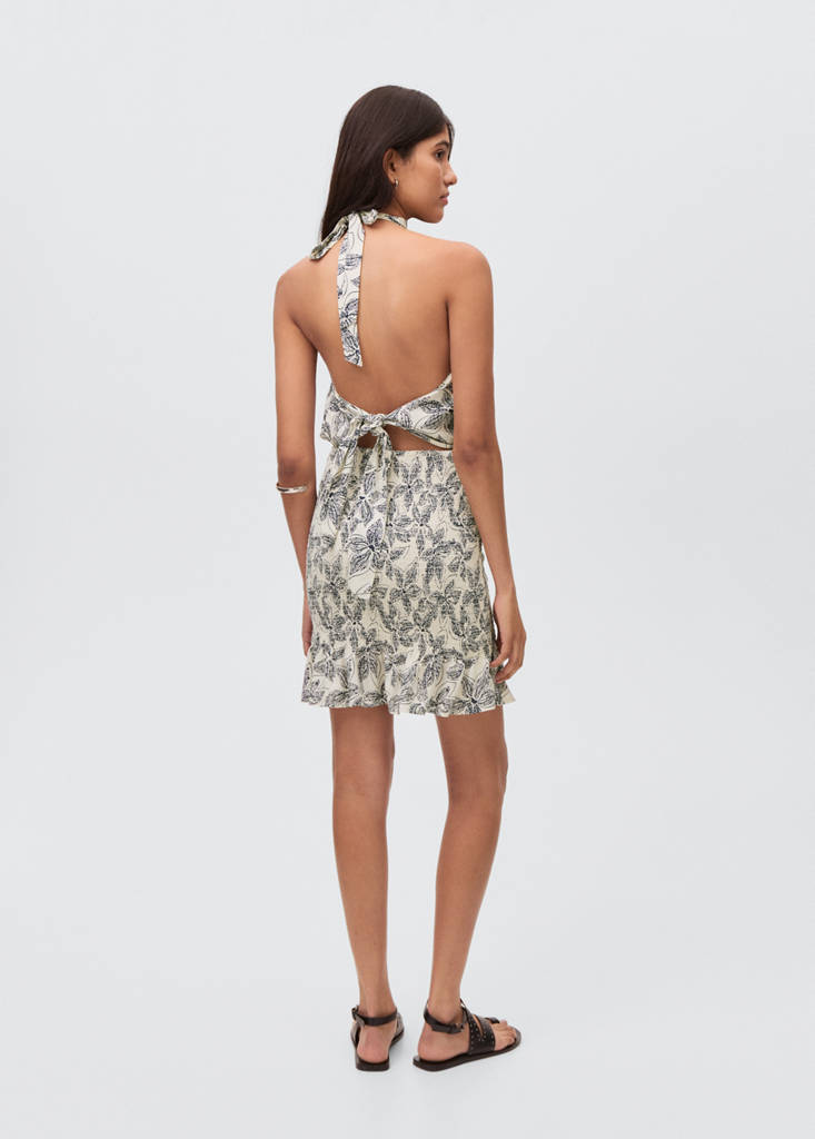 Floral-print halter dress — Off White