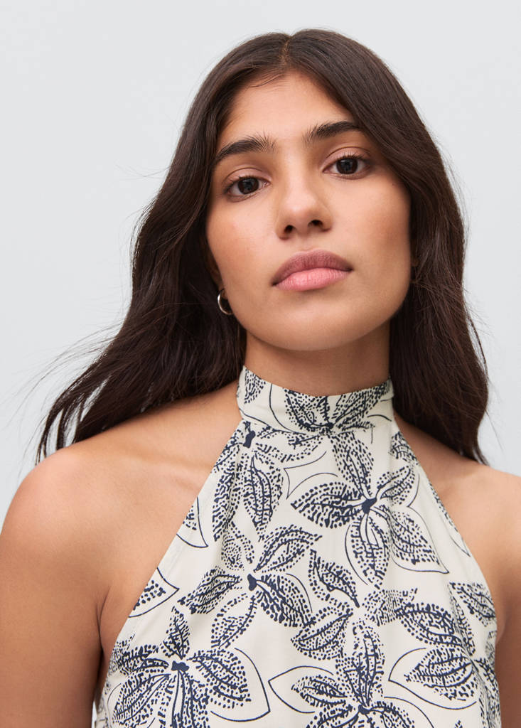 Floral-print halter dress — Off White