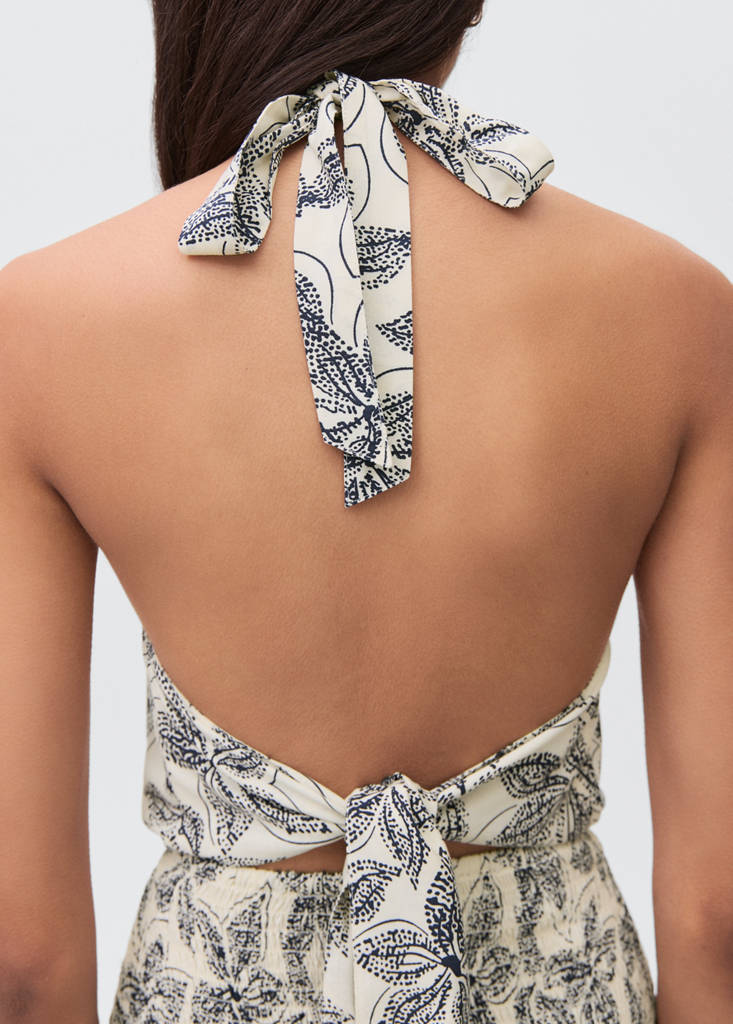 Floral-print halter dress — Off White