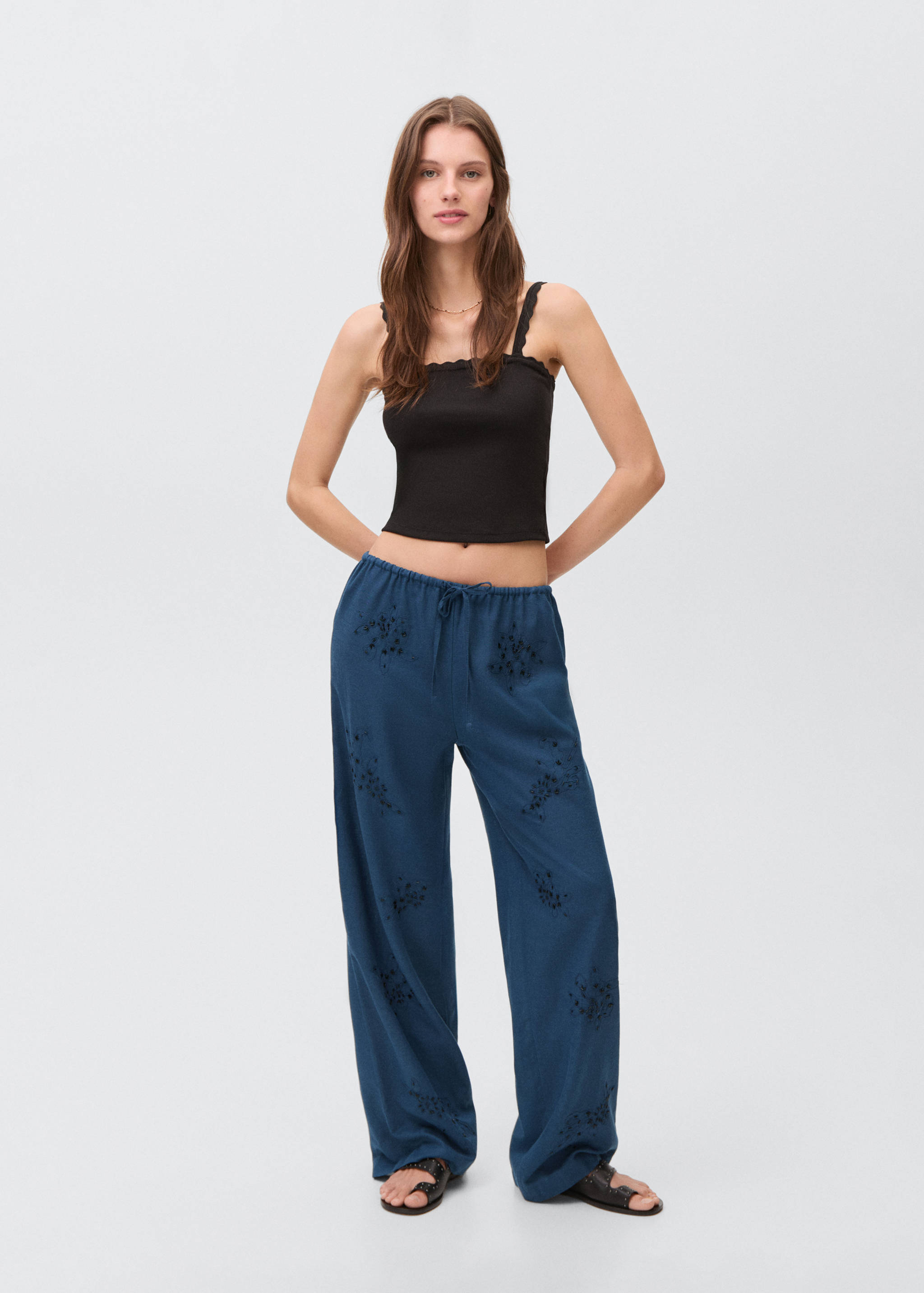 Beaded embroidered trousers - General plane