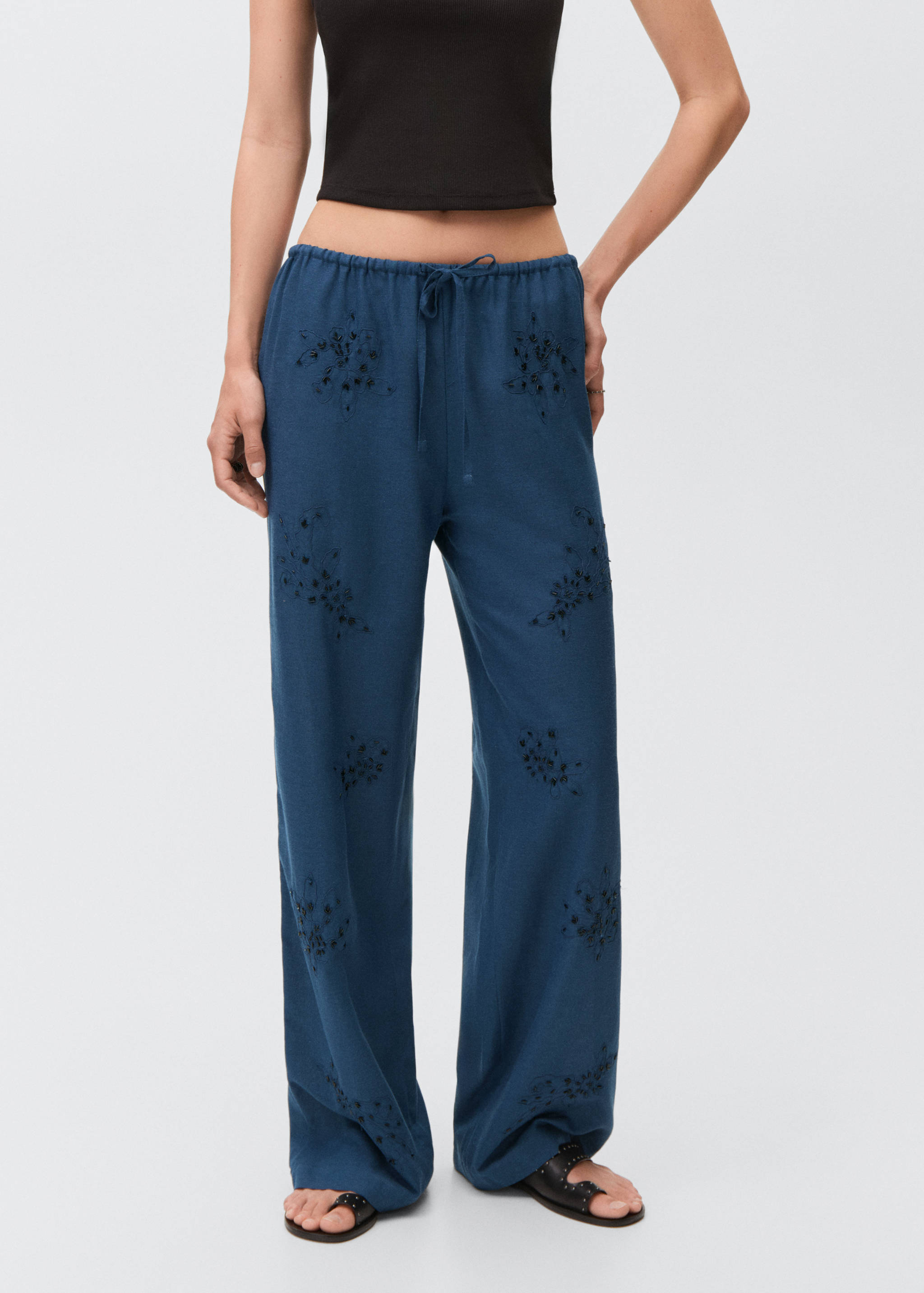 Beaded embroidered trousers - Medium plane