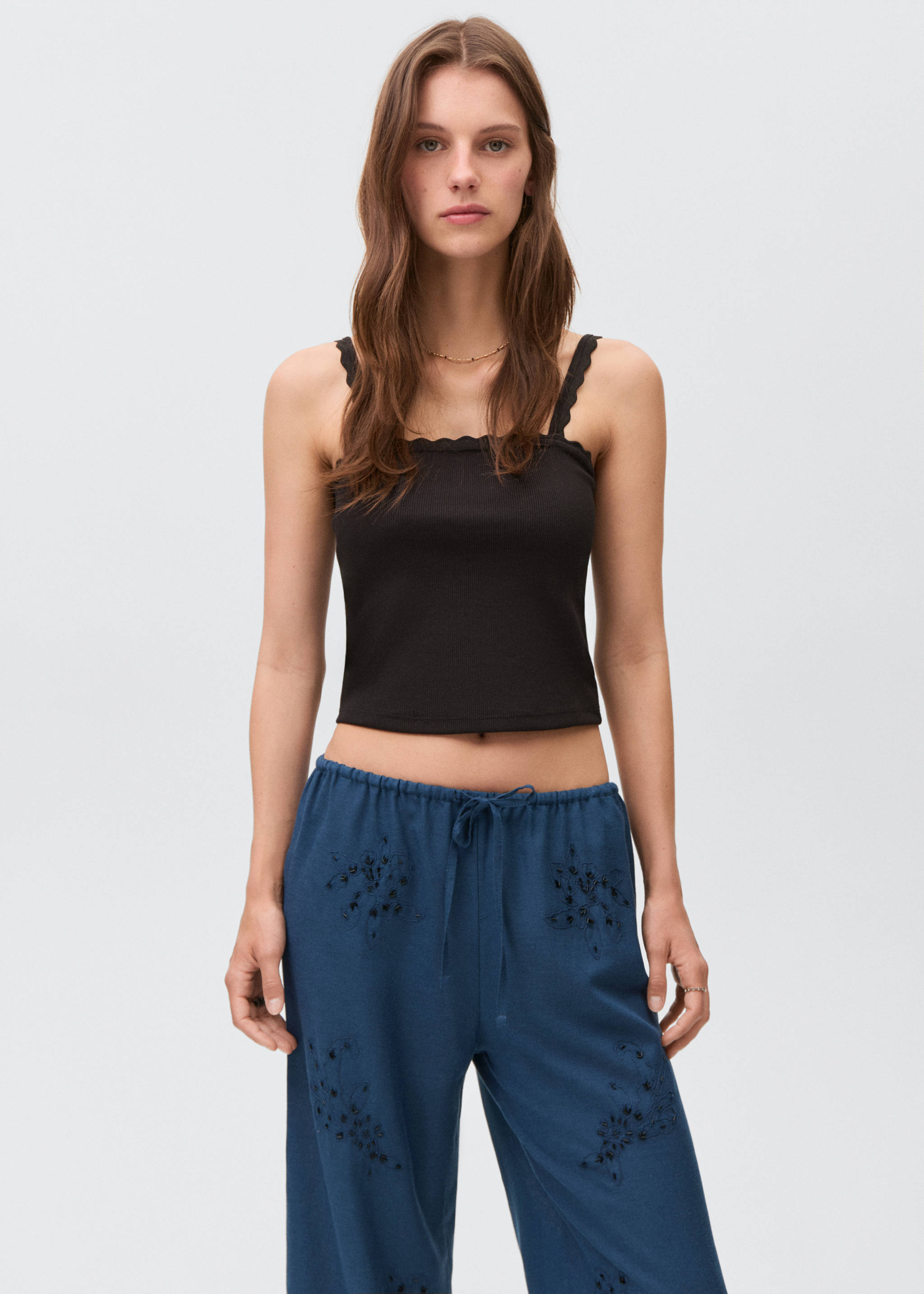 Beaded embroidered trousers - Details of the article 1