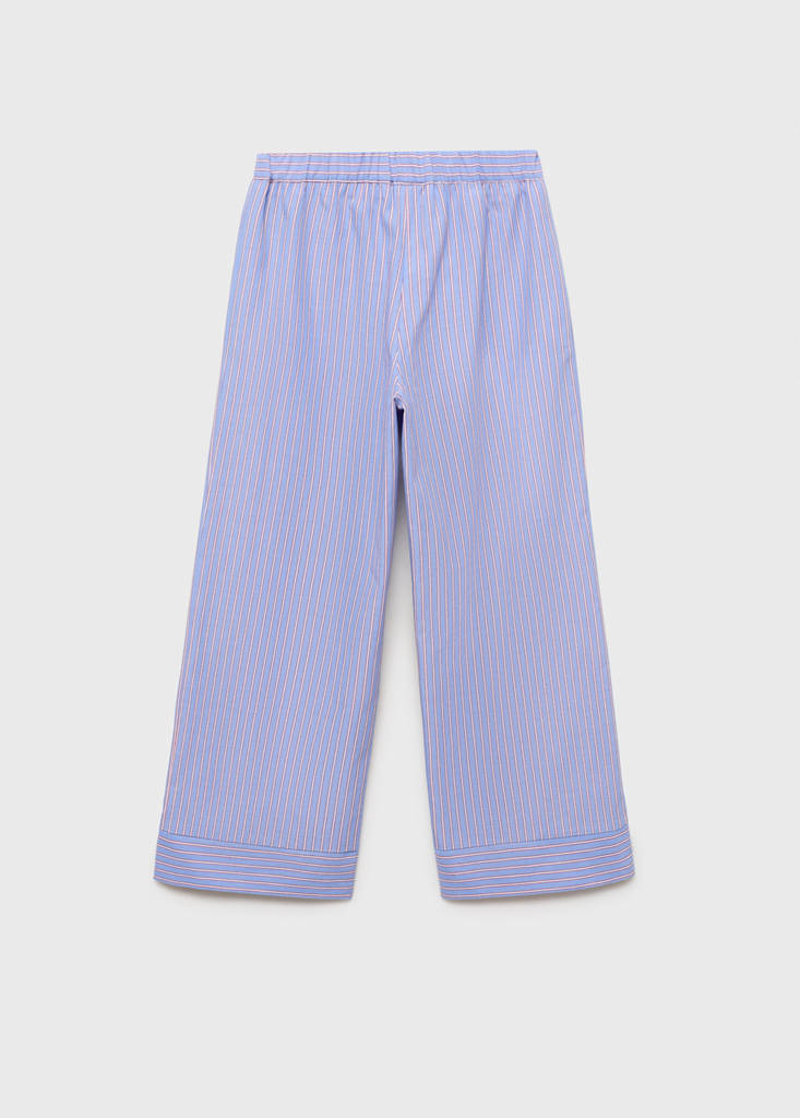 Striped cotton trousers — Blue
