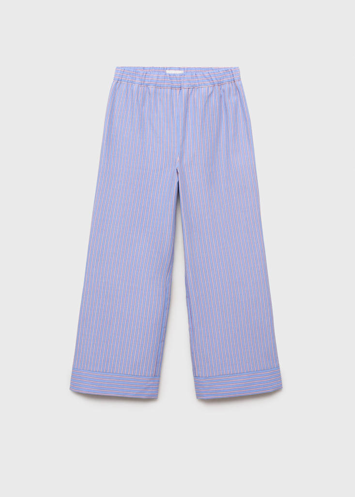 Striped cotton trousers — Blue