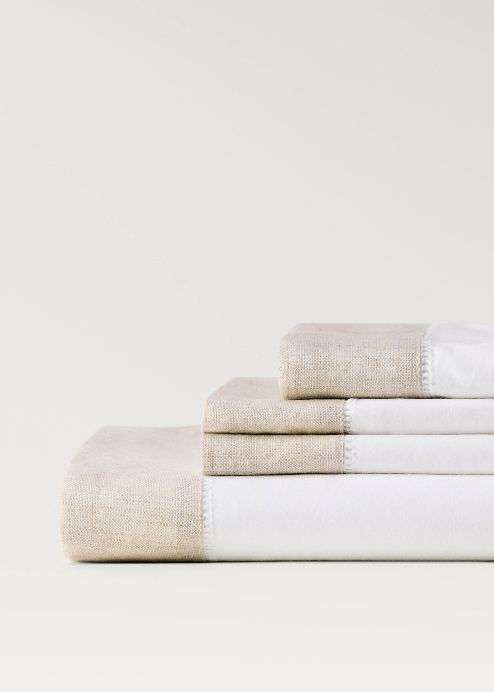 Sábana encimera algodón percal borde lino cama 150/160 cm - Detalle del artículo 2