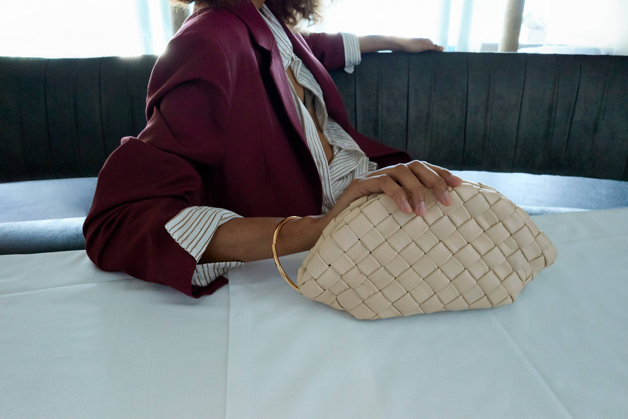 Braided leather clutch bag - Panoramic plane