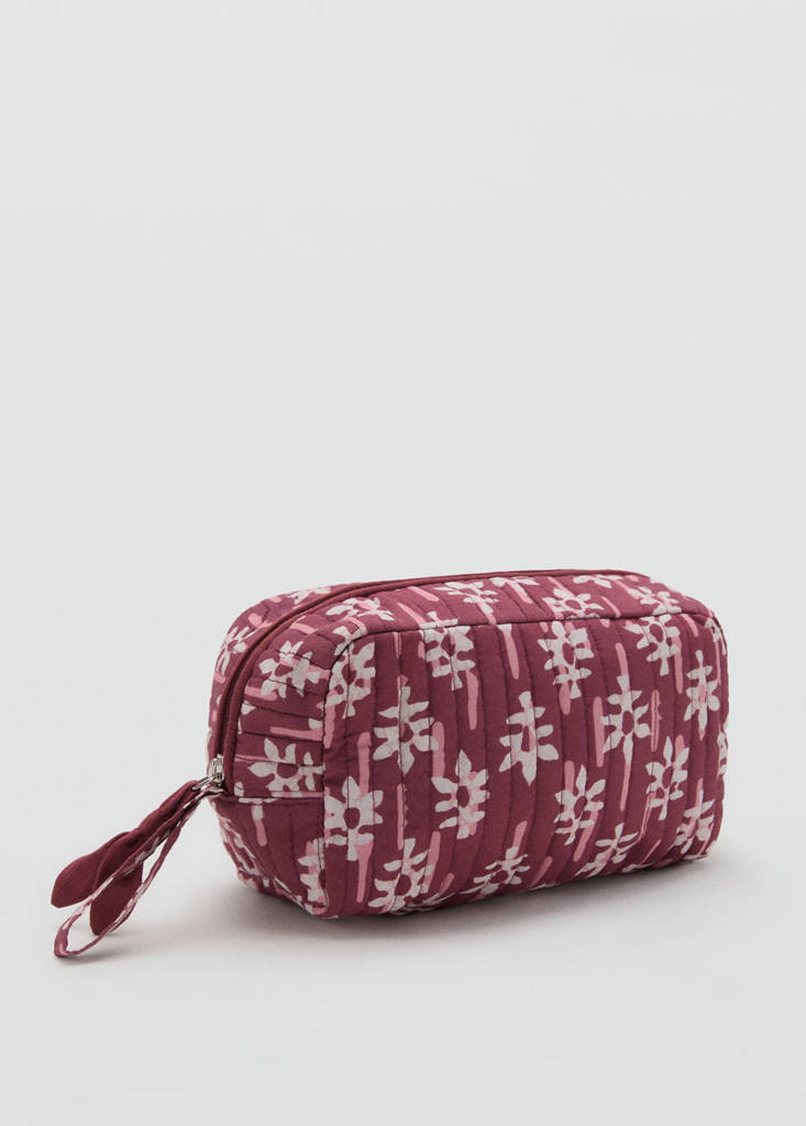 Floral-print cosmetic bag — Maroon
