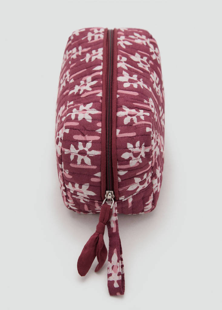 Floral-print cosmetic bag — Maroon