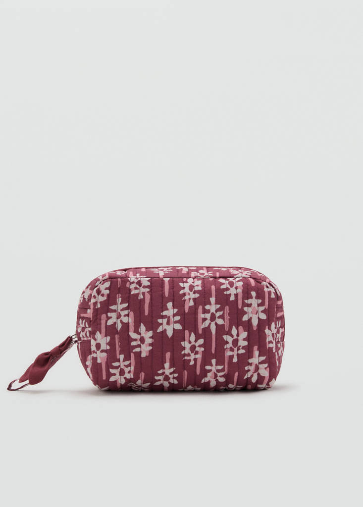 Floral-print cosmetic bag — Maroon