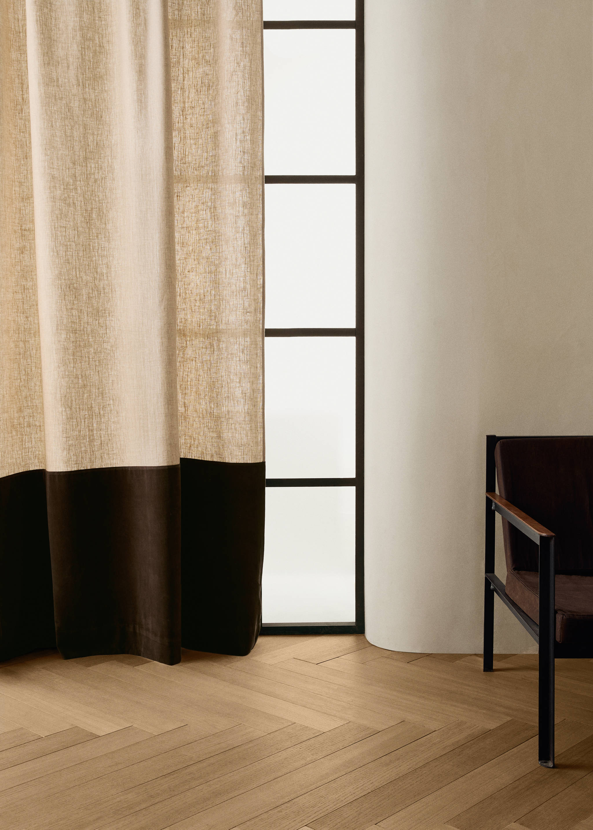 Reversibel gordijn van linnen en fluweel - Overzichtstekening