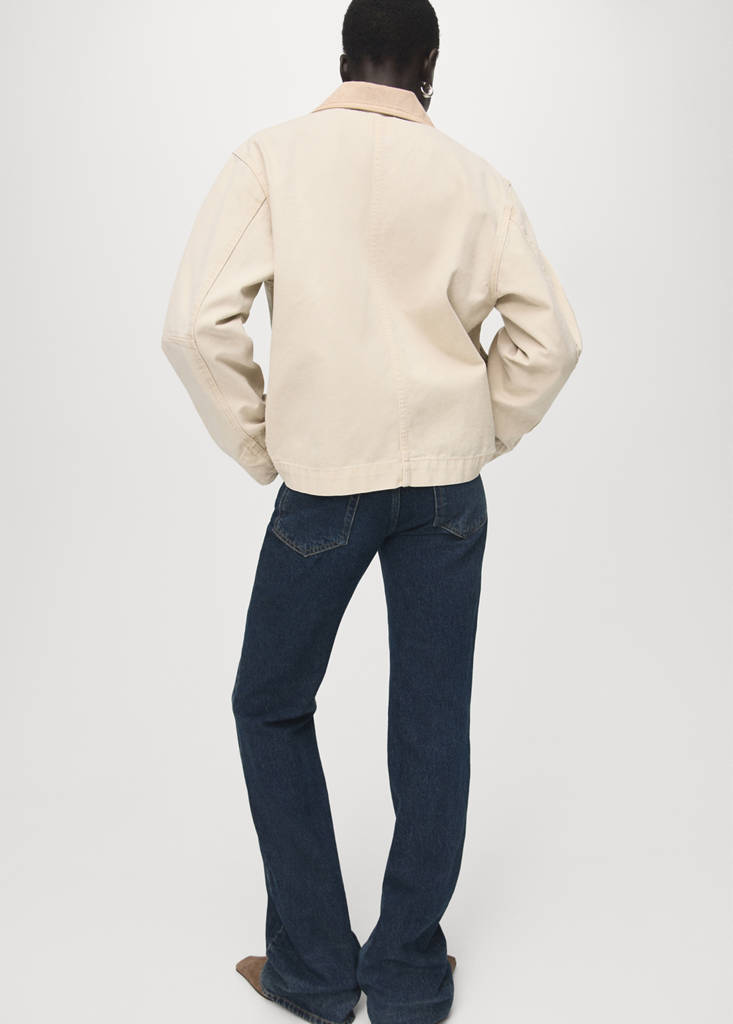 Denim parka with contrasting collar - thumbnail 3