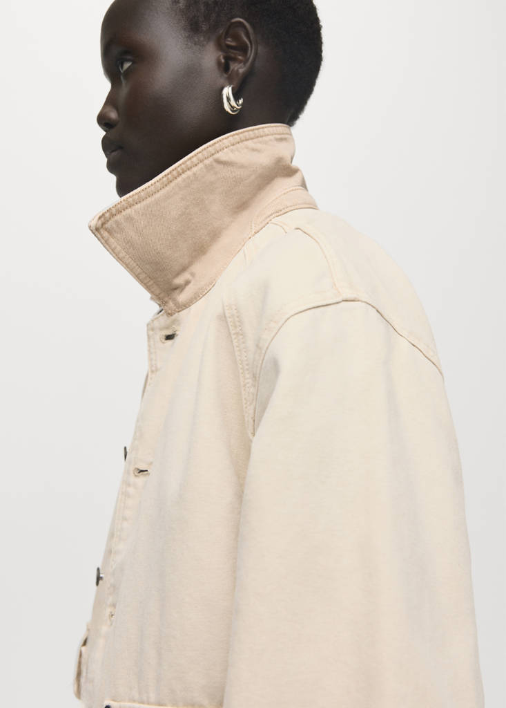 Denim parka with contrasting collar - thumbnail 5