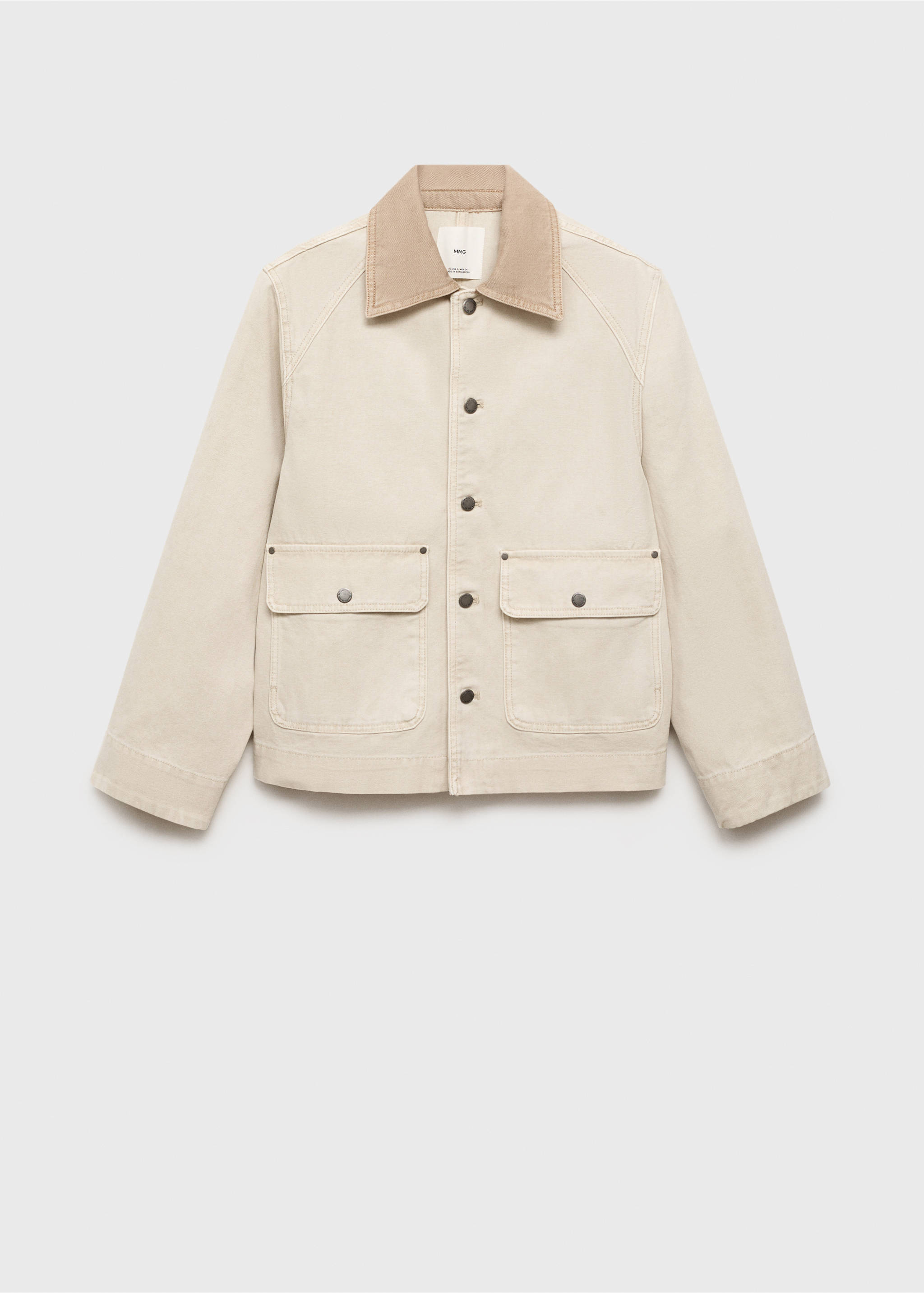 对比色领口牛仔布派克大衣 - null, 米色. Ref: 17063319-00.