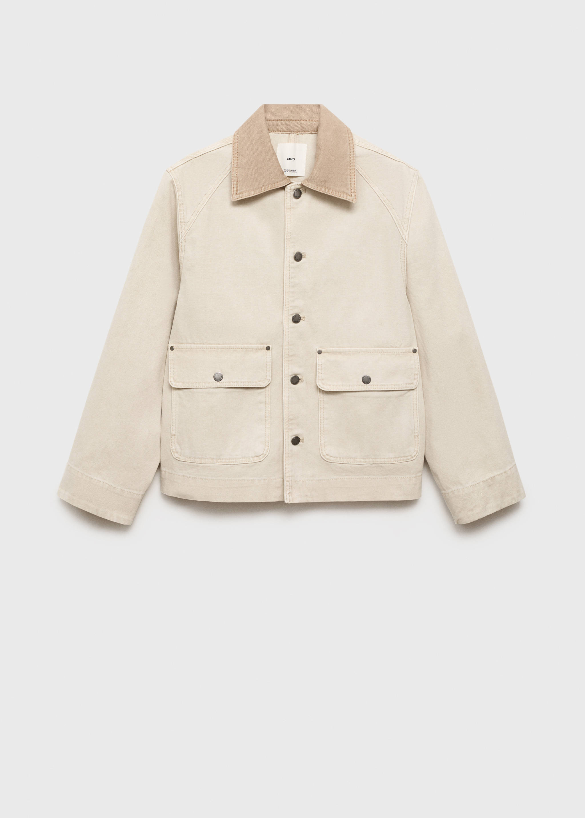 对比色领口牛仔布派克大衣 - null