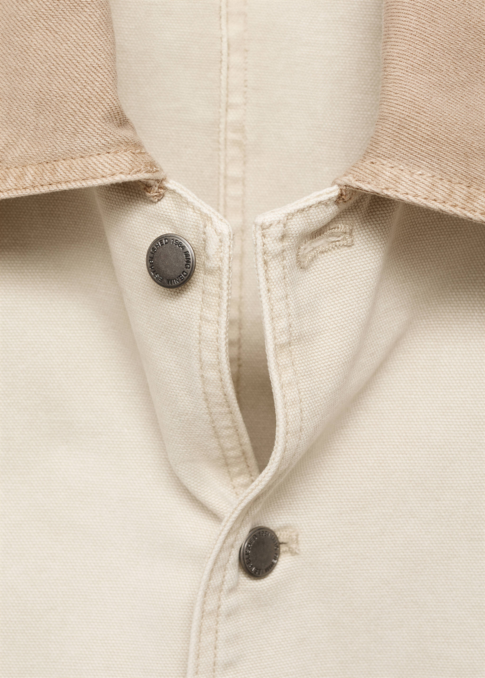 对比色领口牛仔布派克大衣 - null