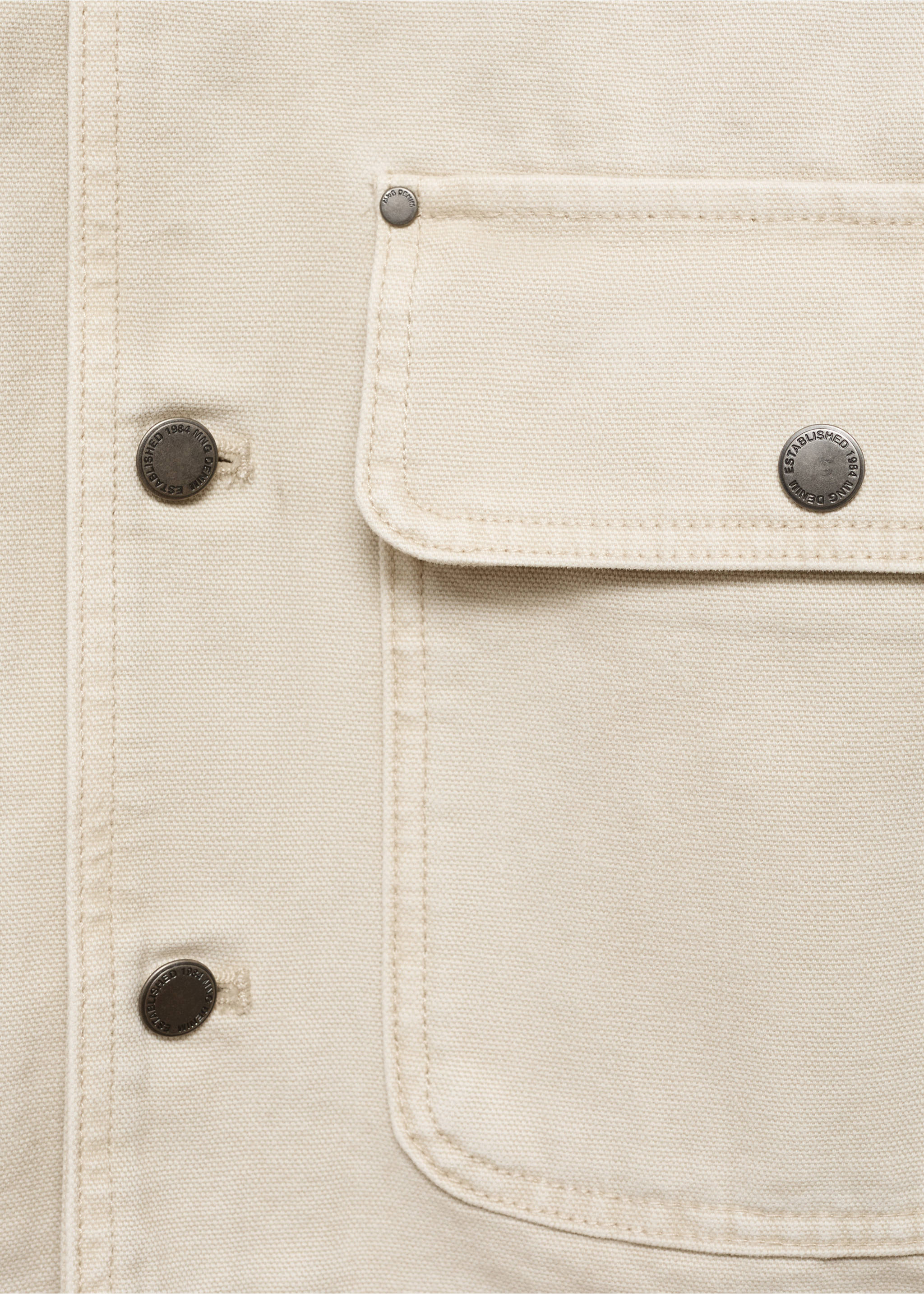 对比色领口牛仔布派克大衣 - null, 米色. Ref: 17063319-00.