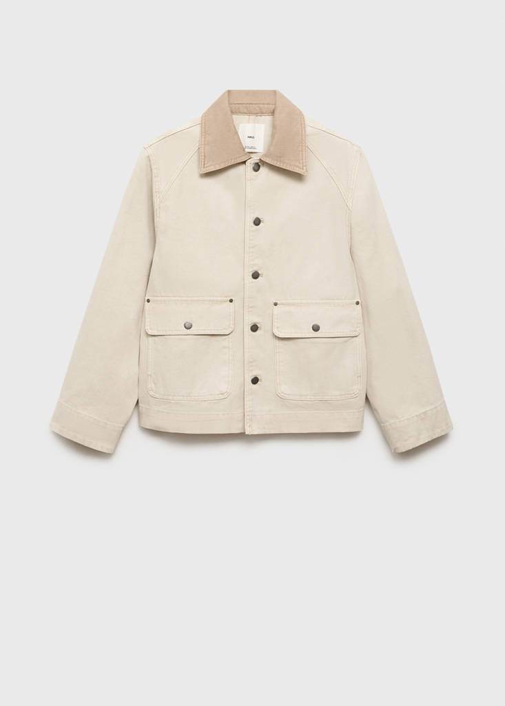 Denim parka with contrasting collar - thumbnail 4