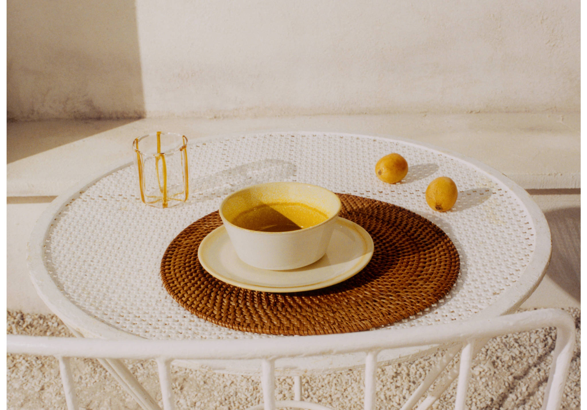 Runder Platzset aus Rattan - Panoramaansicht