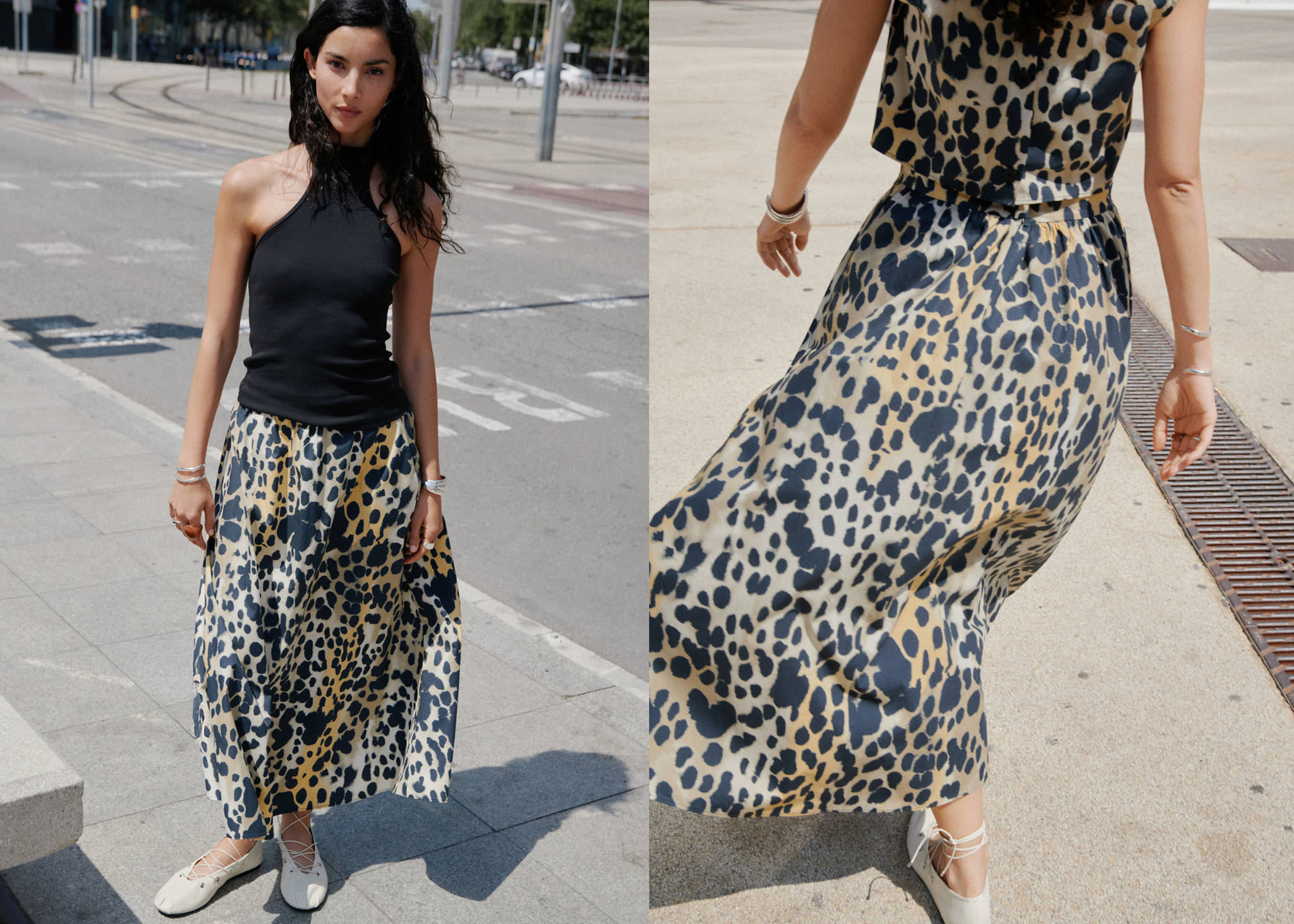 Mango Leopar desenli midi boy etek görsel 7