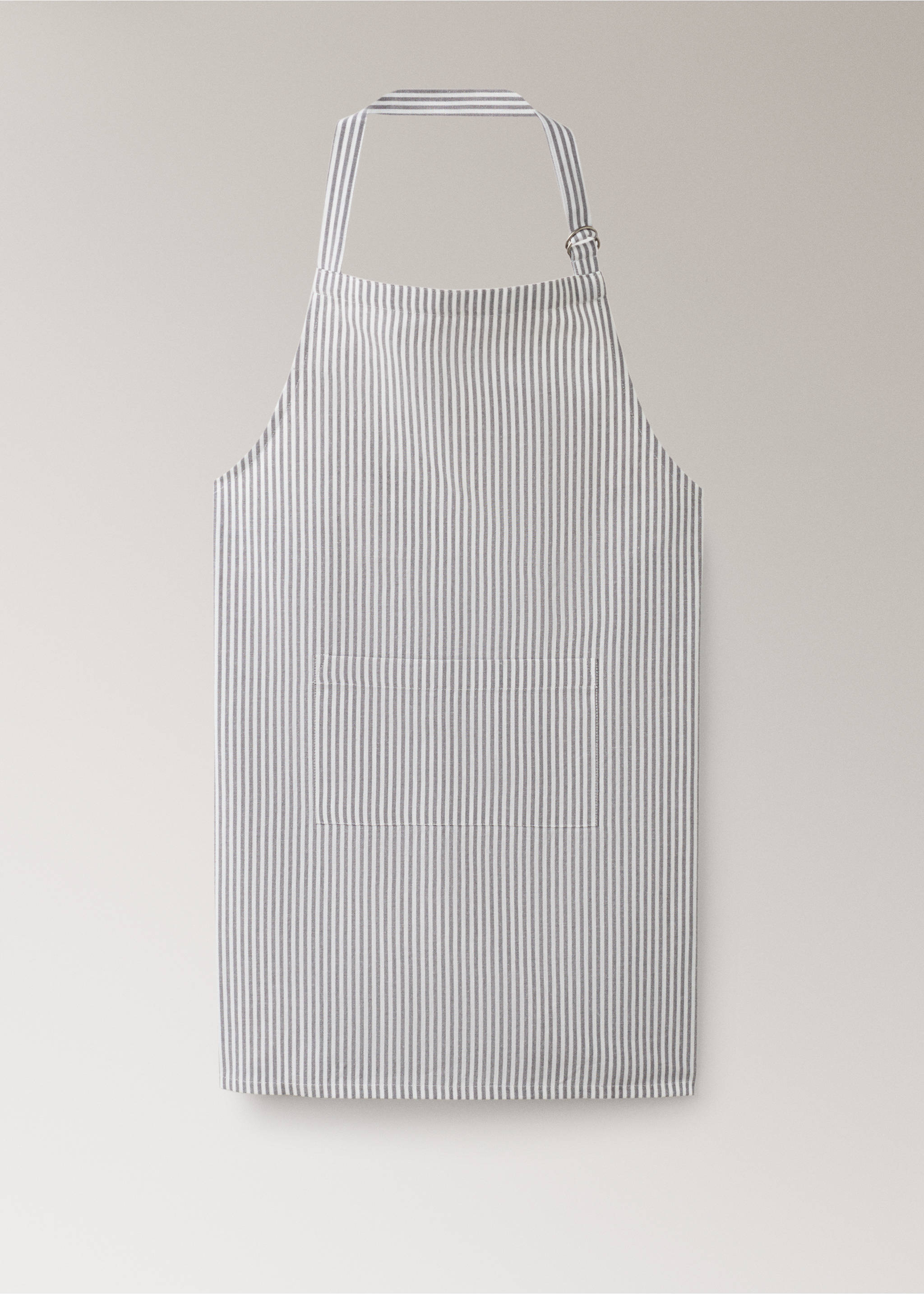 Striped cotton apron - Article without model, Medium Grey. Ref: 17063327-00.