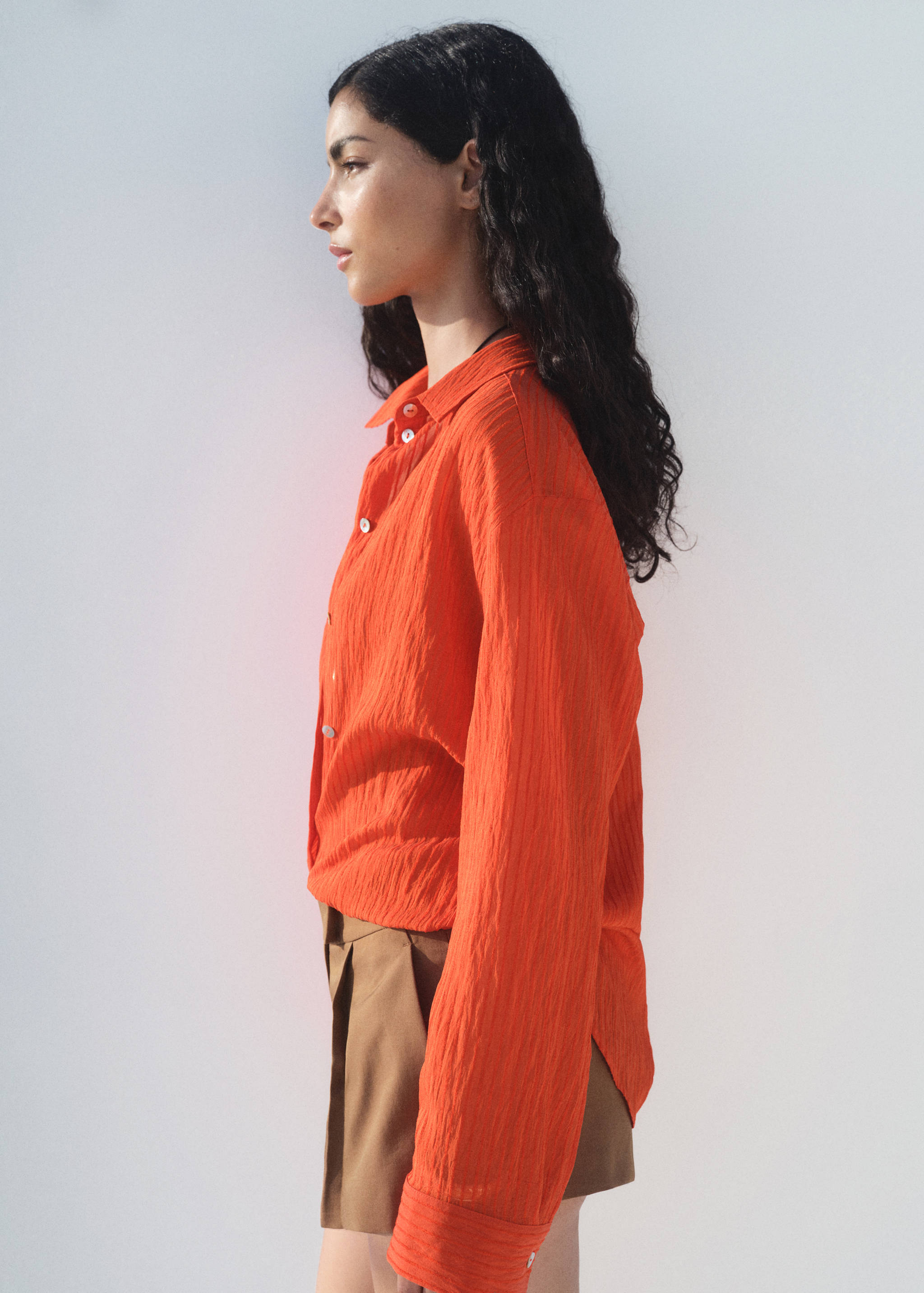 Oversized crinkled-effect shirt - Medium plane