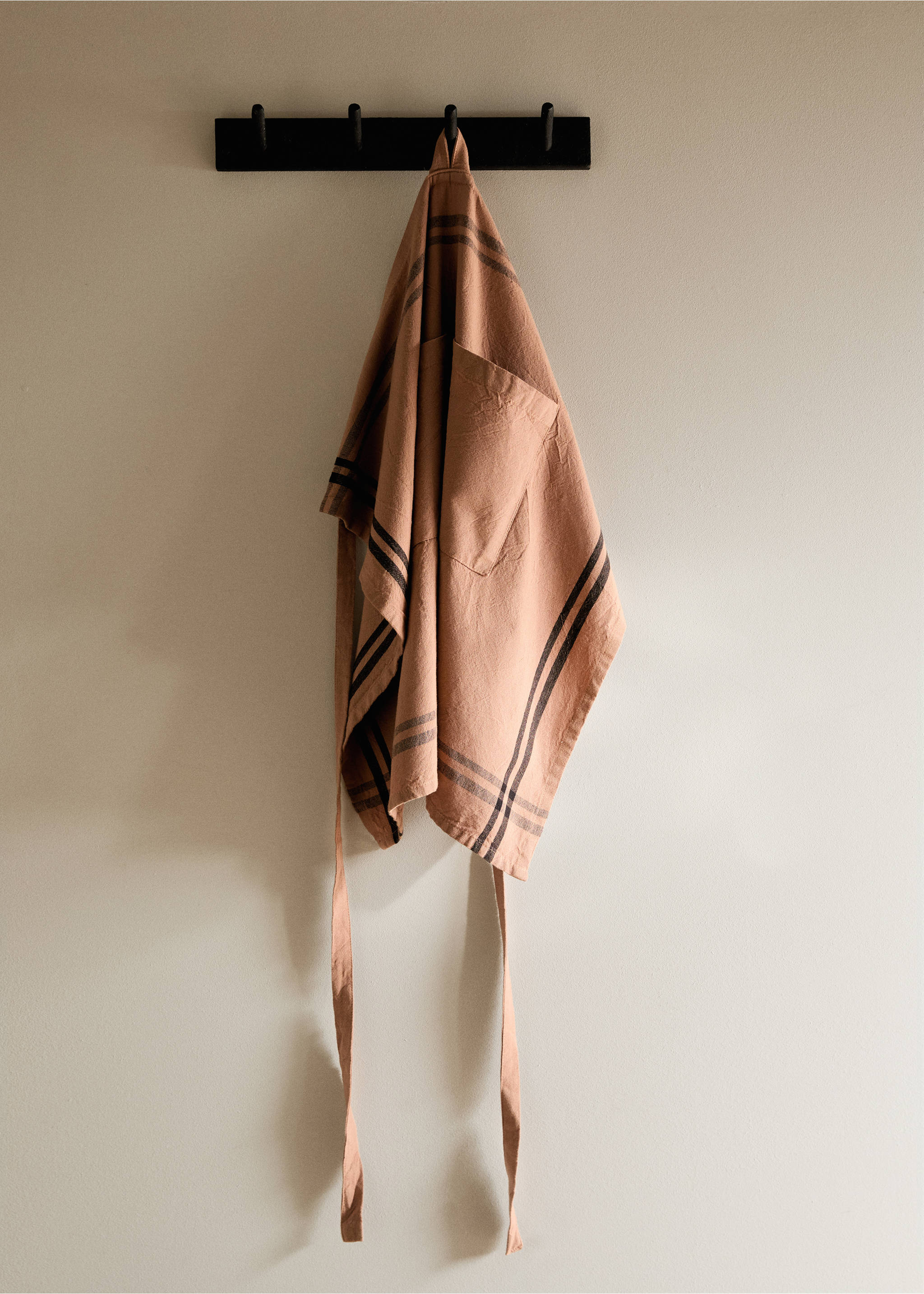 Delantal sobretintado rayas - Plano general, Naranja tostado. Ref: 17063329-00.