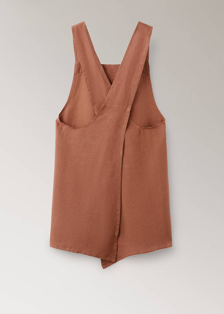Overdyed linen apron — Mustard