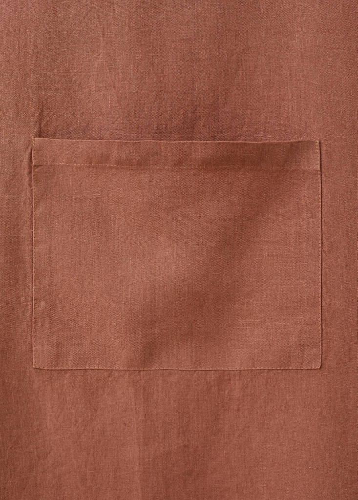 Overdyed linen apron — Mustard