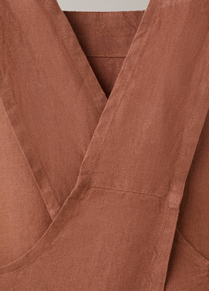 Overdyed linen apron — Mustard