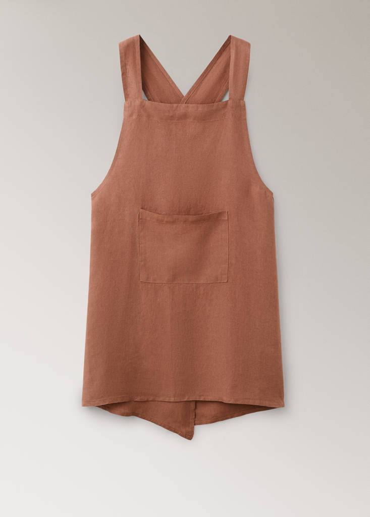 Overdyed linen apron — Mustard