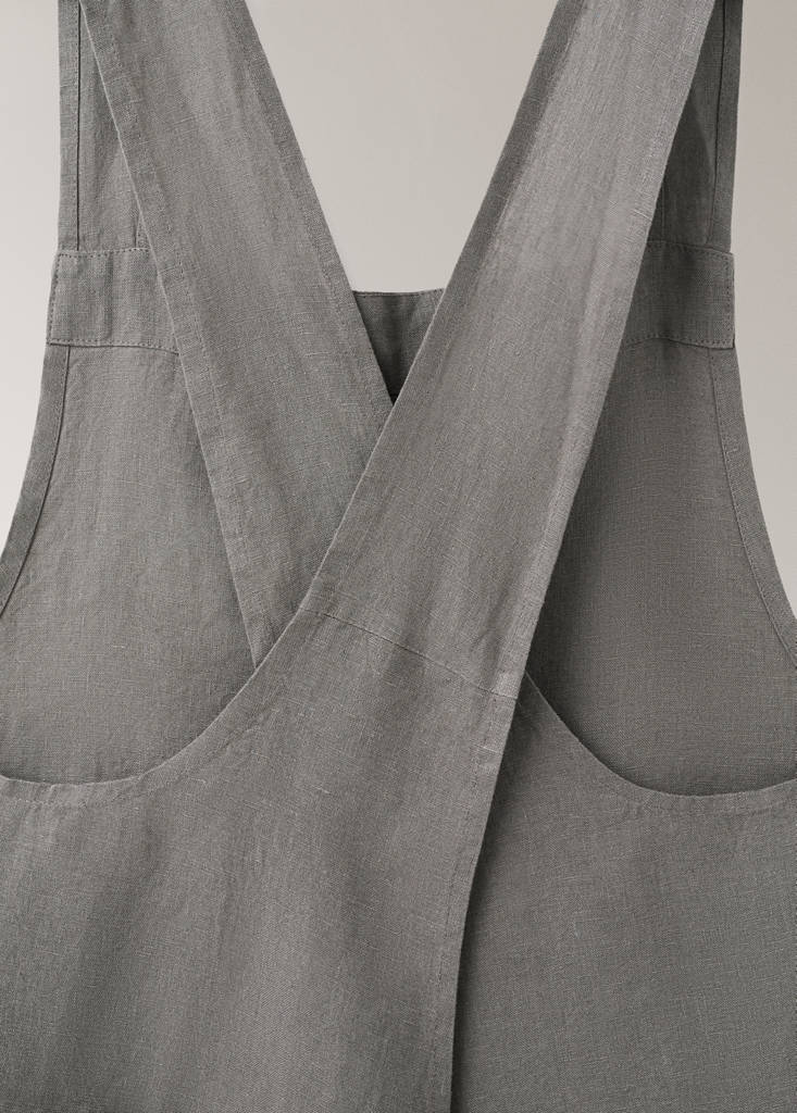 Overdyed linen apron — Khaki