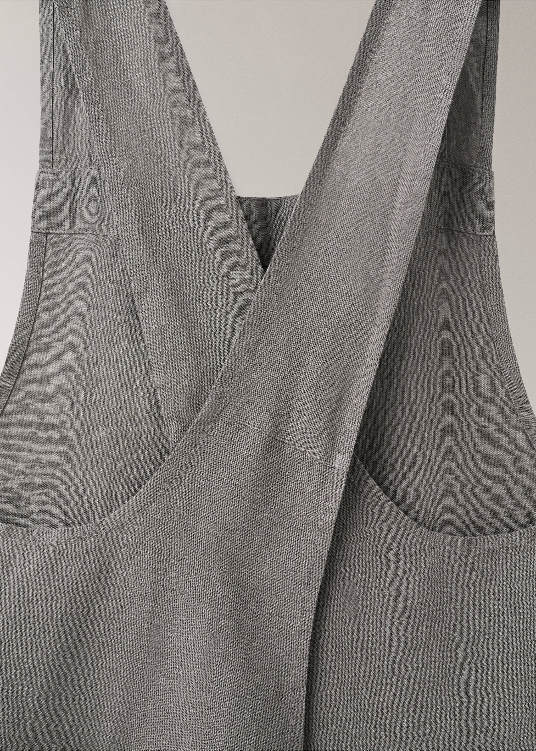 Overdyed linen apron - Details of the article 1, Khaki. Ref: 17063330-00.