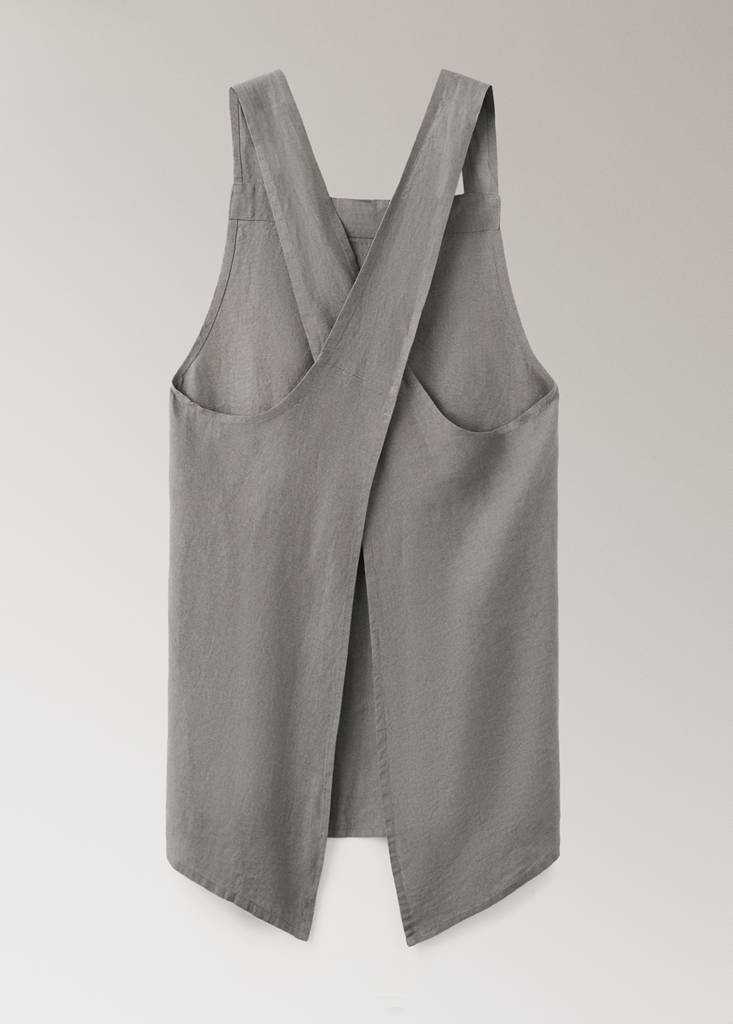 Overdyed linen apron — Khaki