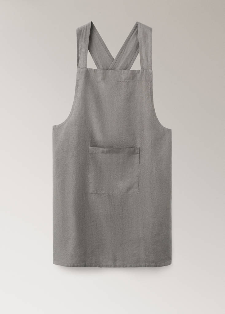 Overdyed linen apron — Khaki