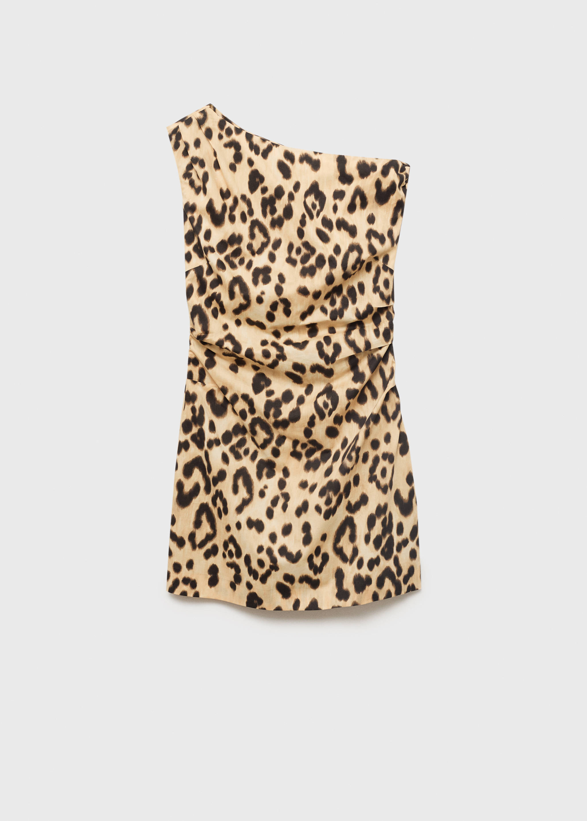 Leopard-print asymmetrical-neckline dress - Article without model