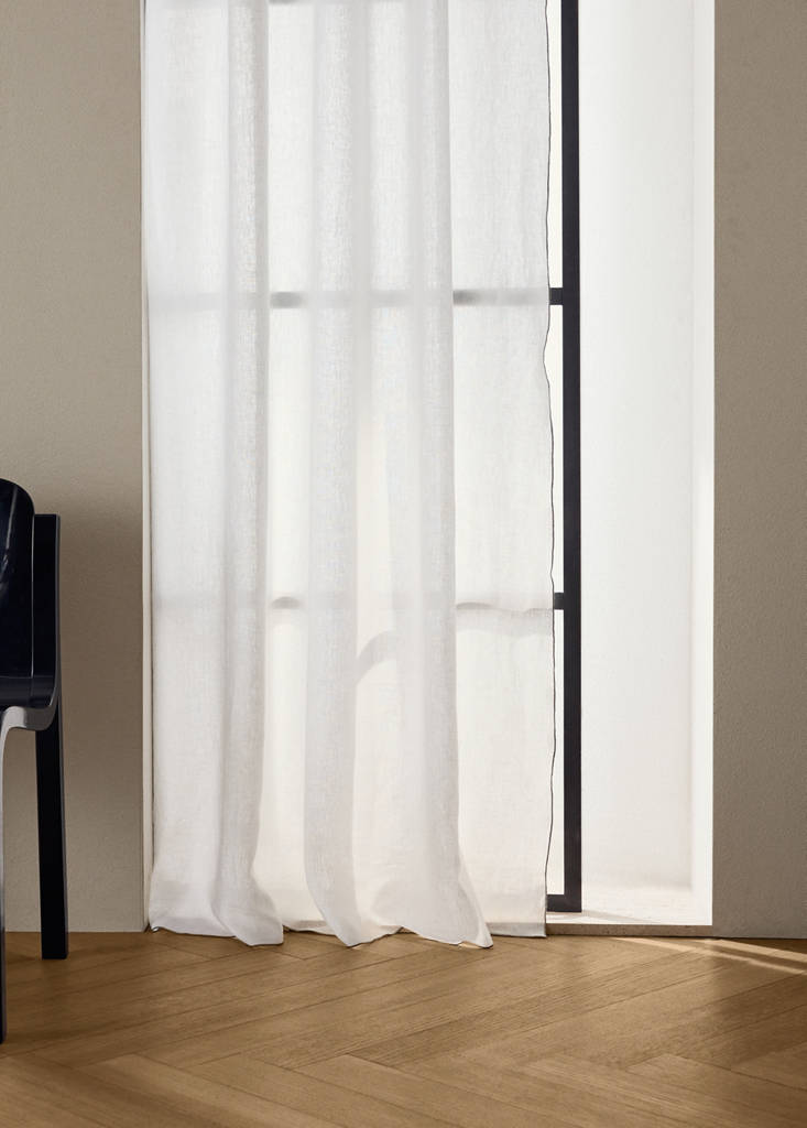 MANGO HOME - Rideau en lin avec détail overlock blanc - 140x270cm