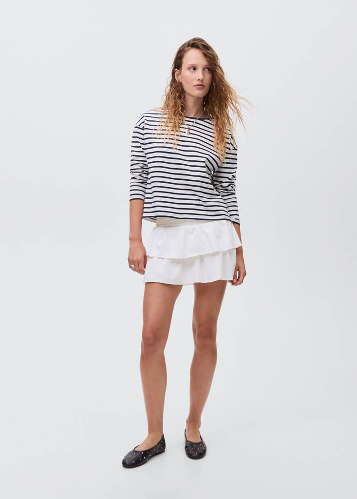 Ruffled cotton skirt — Off White