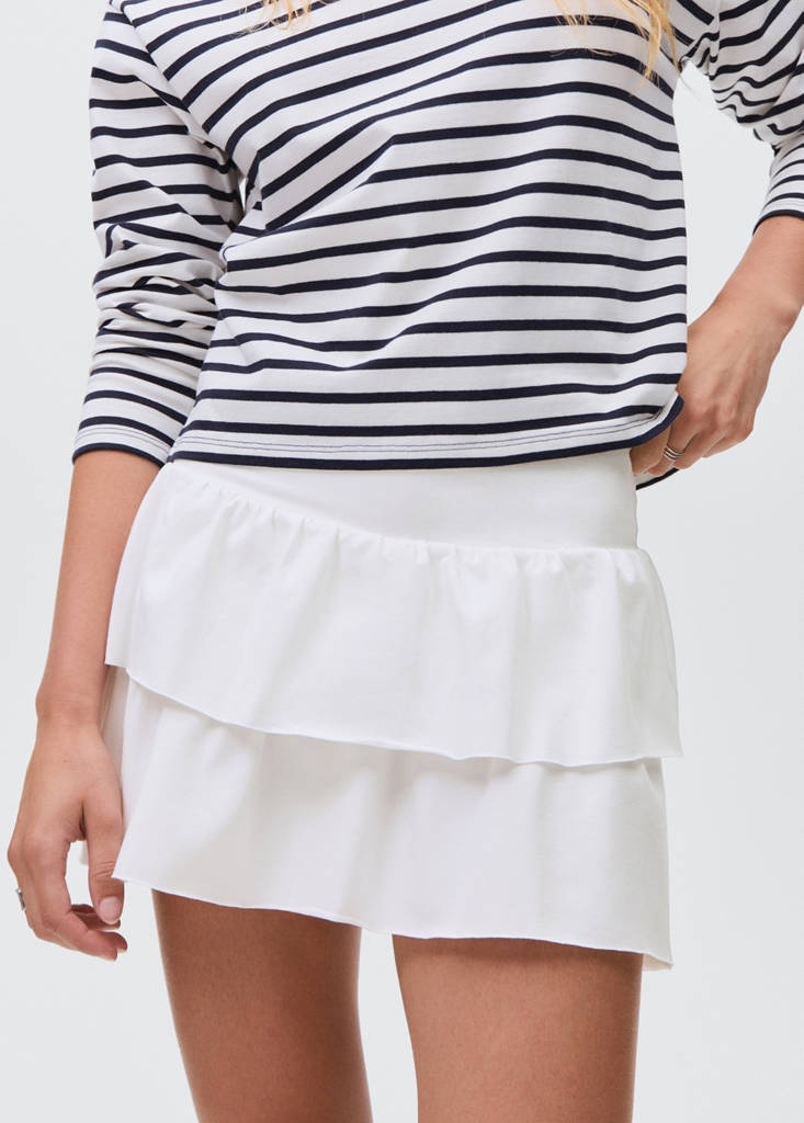 Ruffled cotton skirt — Off White