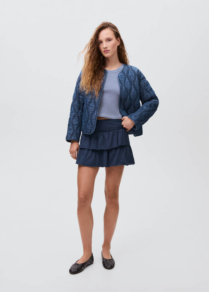 Ruffled cotton skirt — Navy