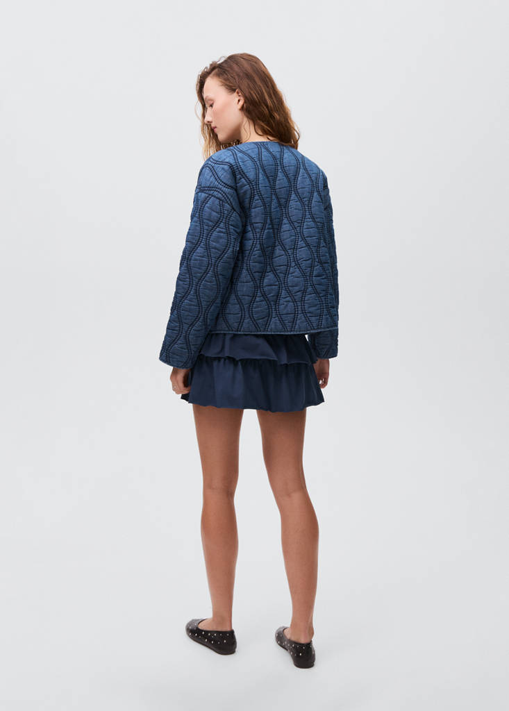 Ruffled cotton skirt — Navy