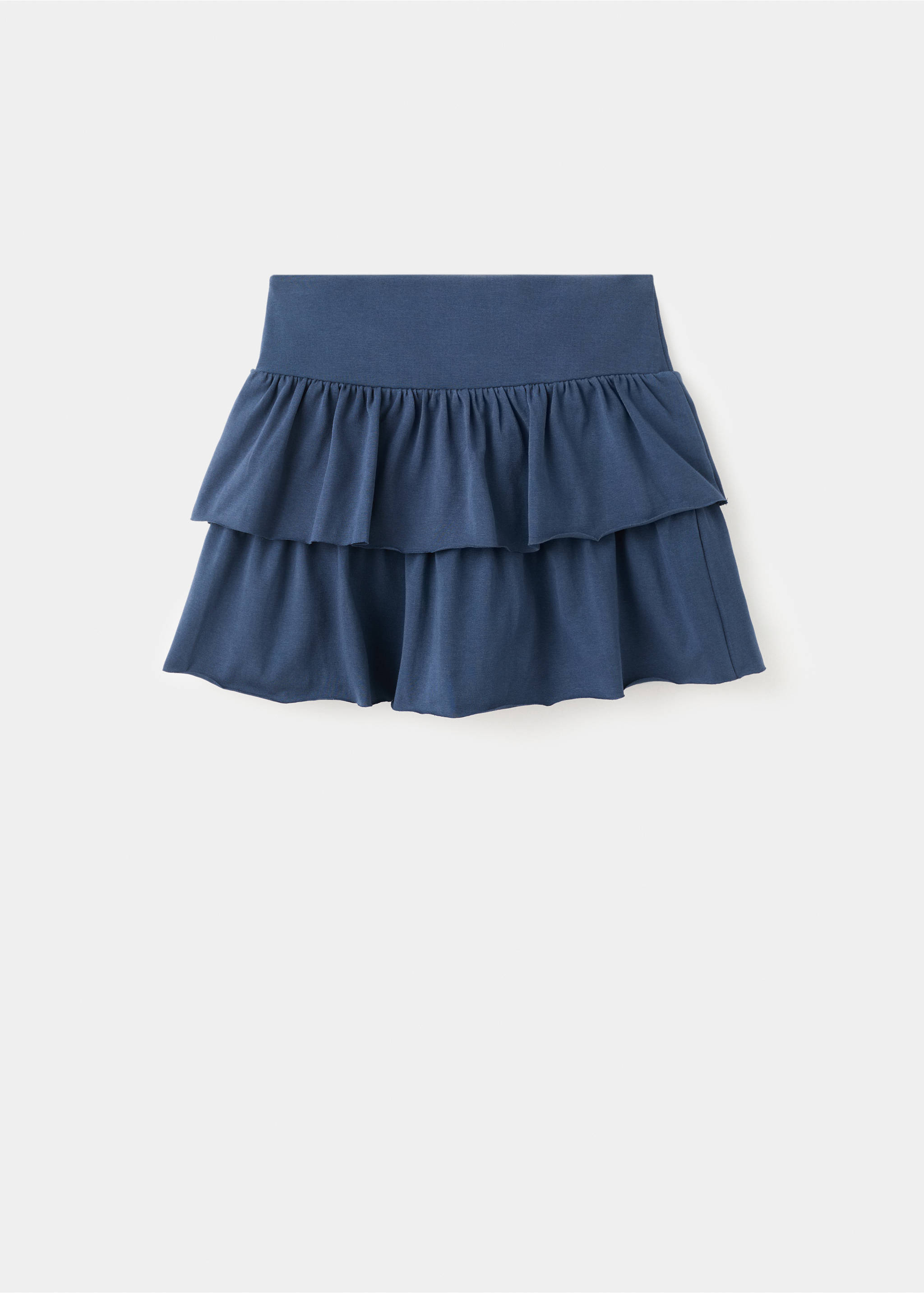 Хлопковая юбка с воланами - Изделие без модели, Глубокий темно-синий. Ref: 17063335-00.
