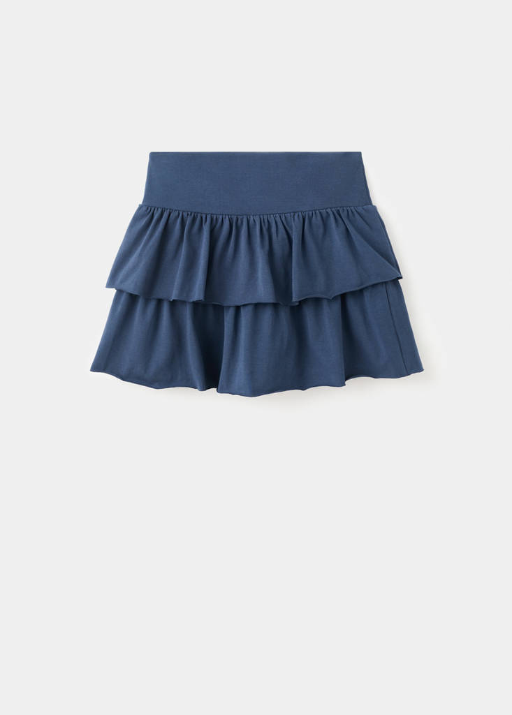 Ruffled cotton skirt — Navy