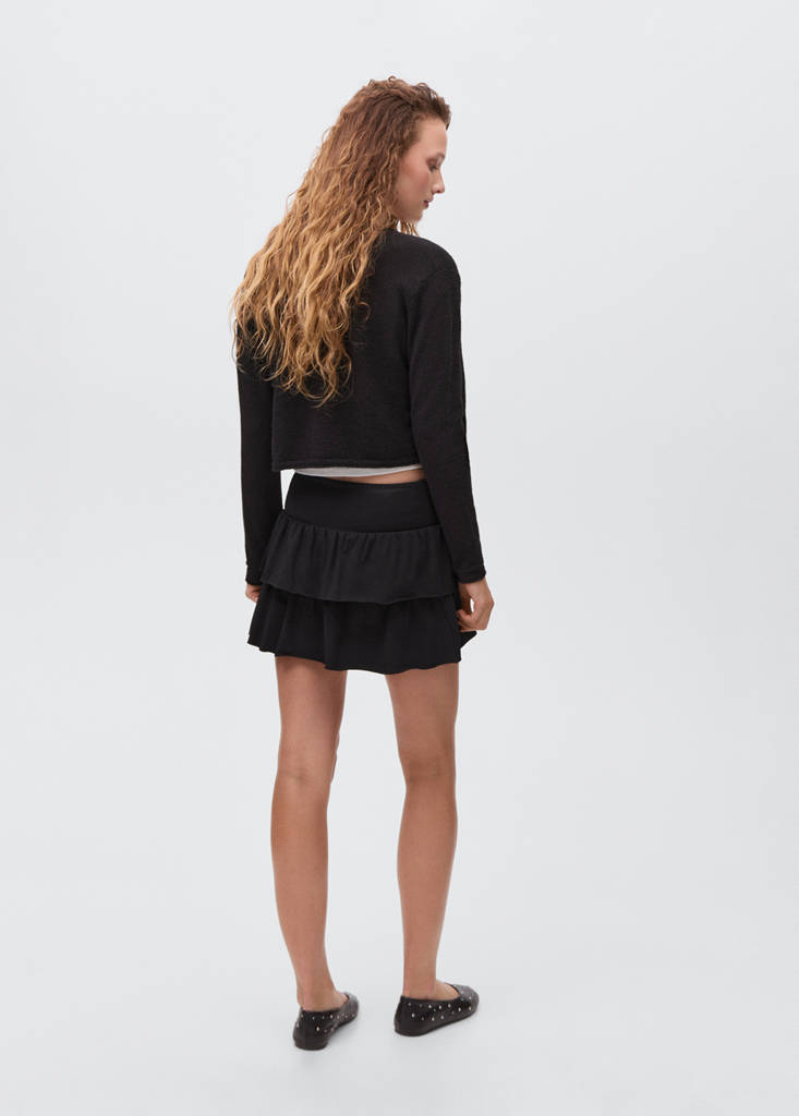 Ruffled cotton skirt — Black