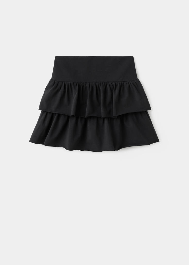 Ruffled cotton skirt — Black