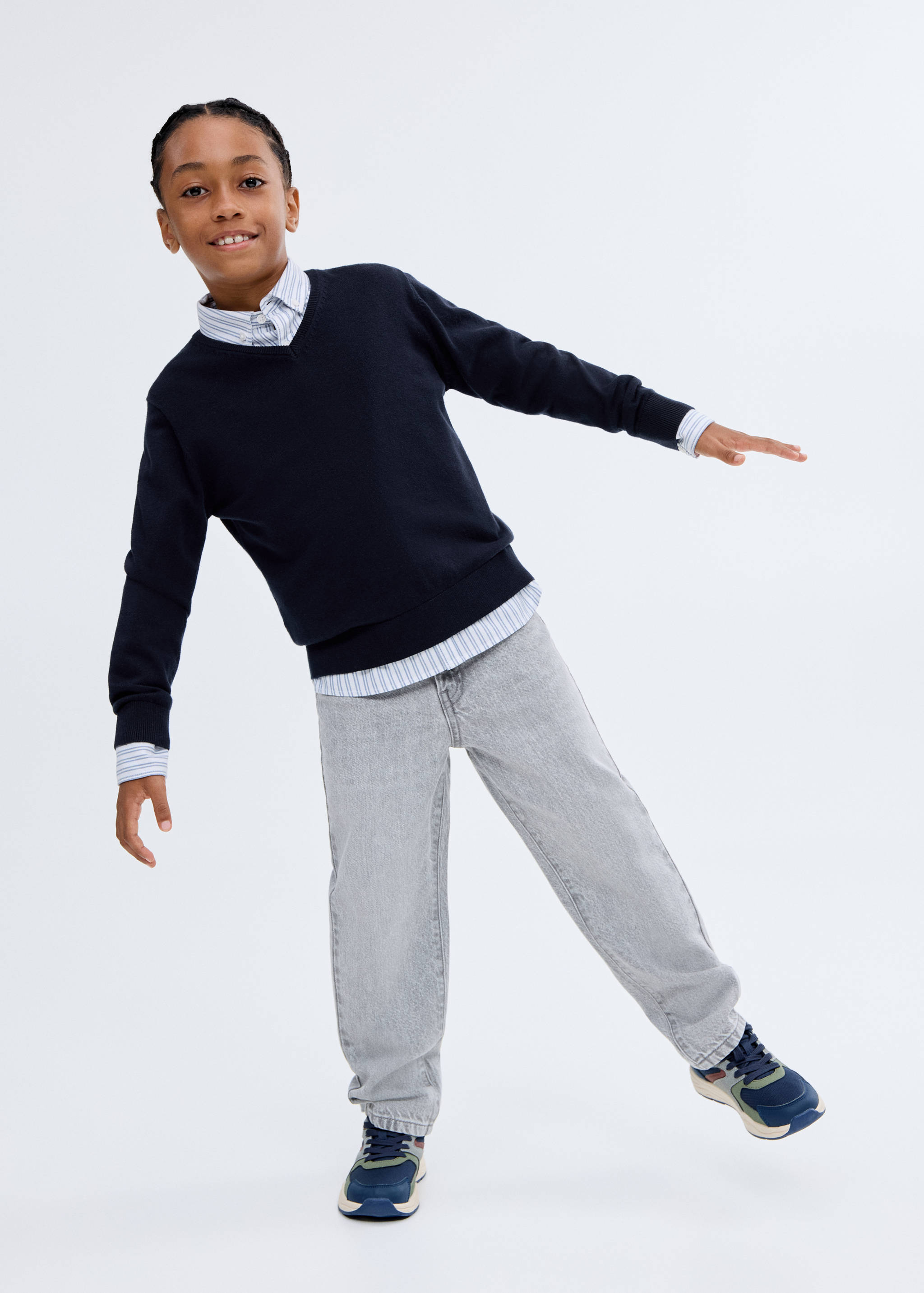 V-neck cotton sweater - Medium plane