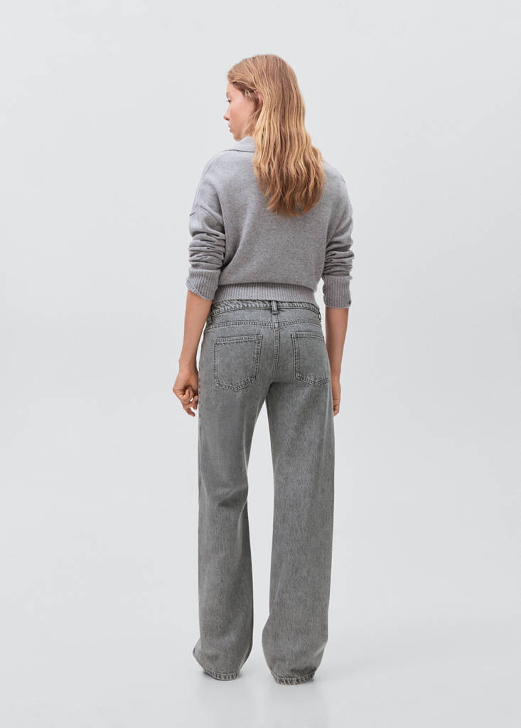 Straight-fit jeans with rhinestones — Denim Grey